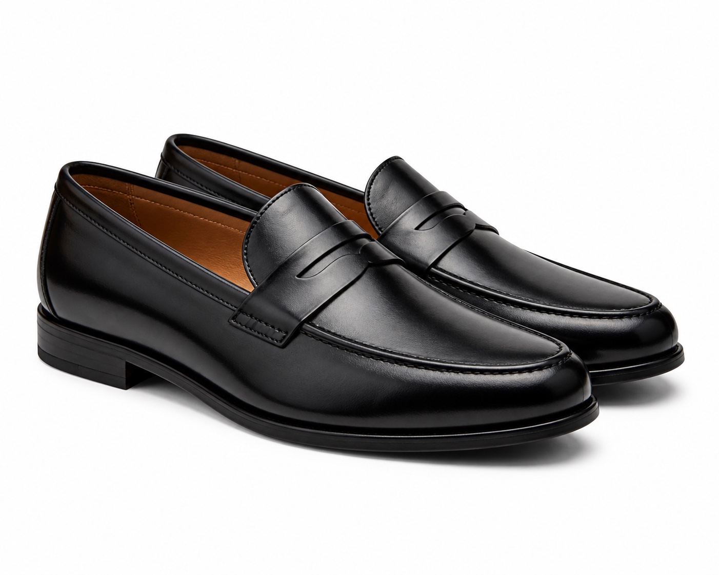 Polished black leather loafers