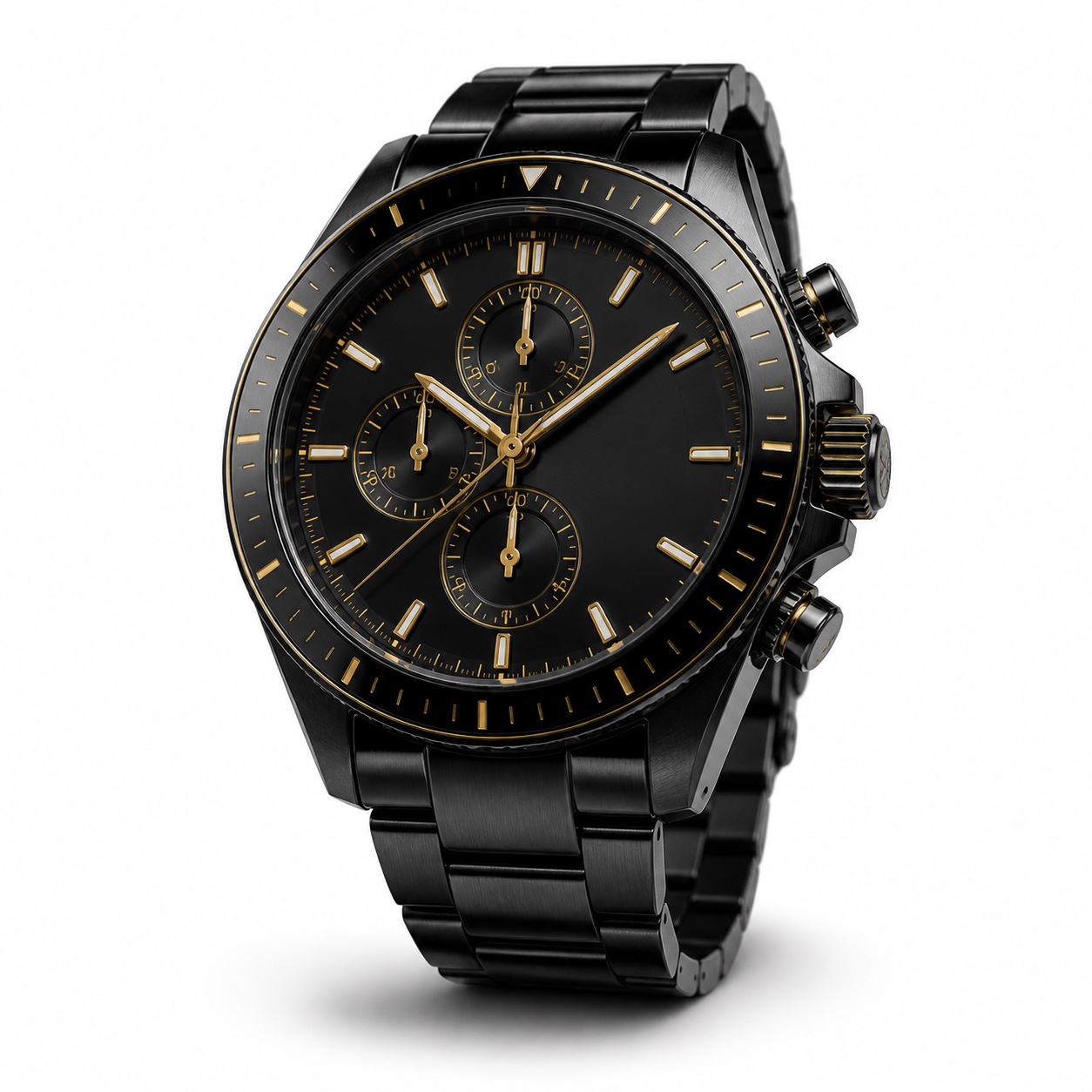 Black performance chronograph watch