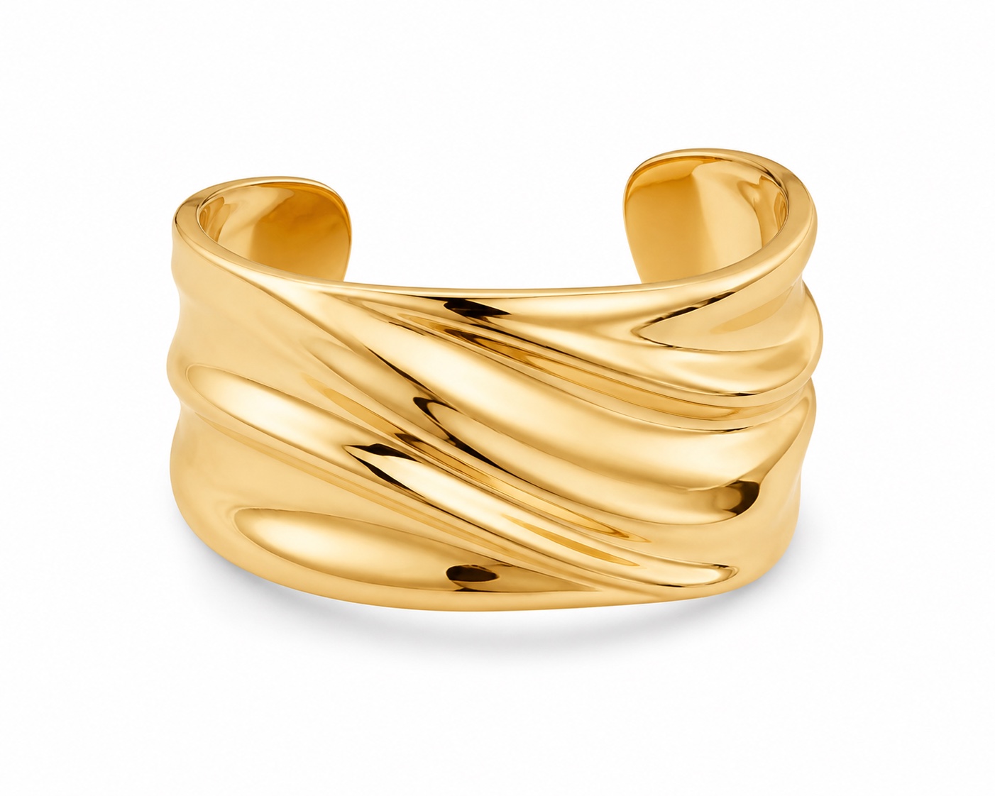 Sculptural gold statement cuff