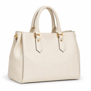 Structured ivory leather handbag