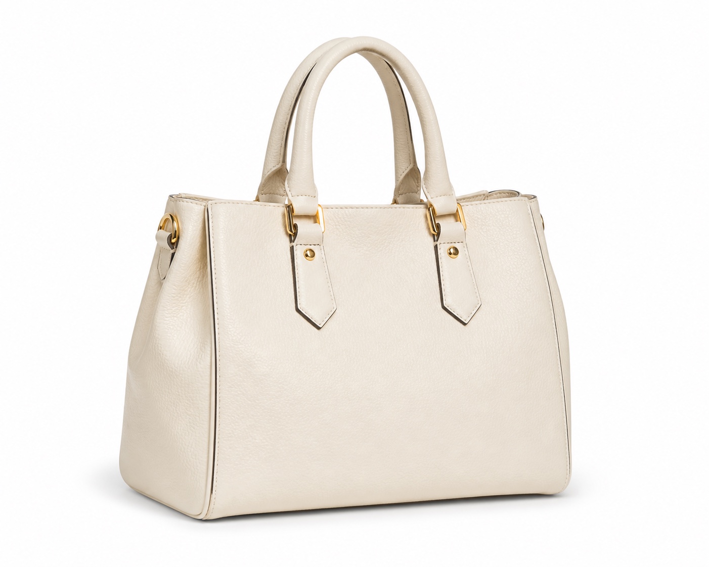 Structured ivory leather handbag