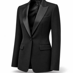 Tailored black blazer — white background